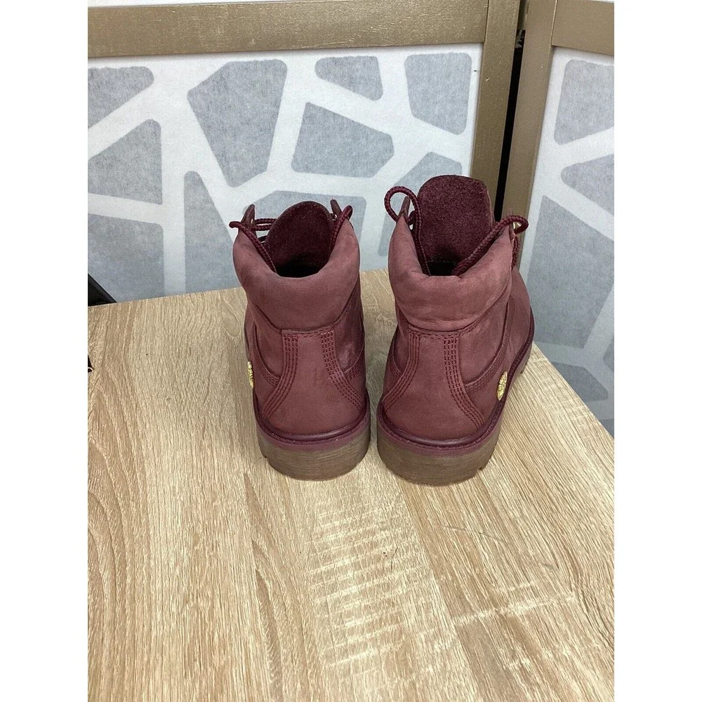 Timberland Big Girls size 2 Eu 34 Premium Waterproof Boot maroon Leather Nubuck